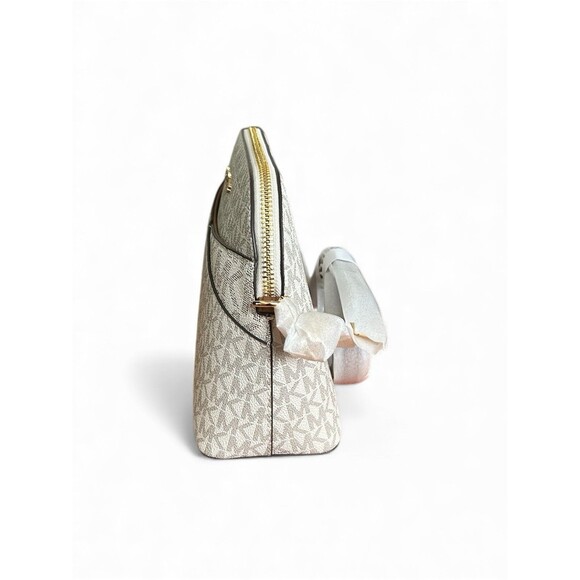 Michael Kors Jet Set Travel Medium Dome Vanilla Crossbody Signature MK Bag - Picture 4 of 5